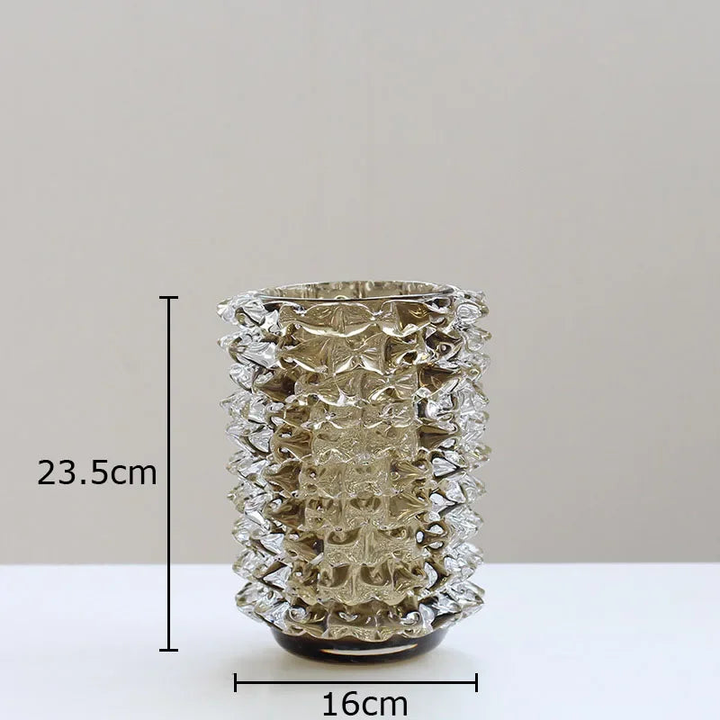 Creative Transparent Wrinkle Glass Vase Desk Decoration Flower Arrangement Hydroponics Flower Pots Floral Vases Modern Decor